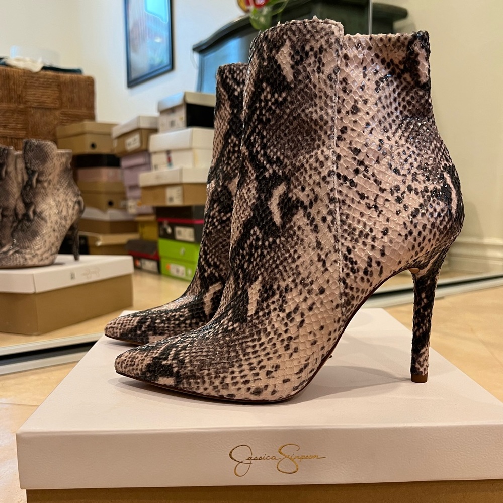 Python Larette Pointed Toe Ankle Boots - Picture 2 of 7